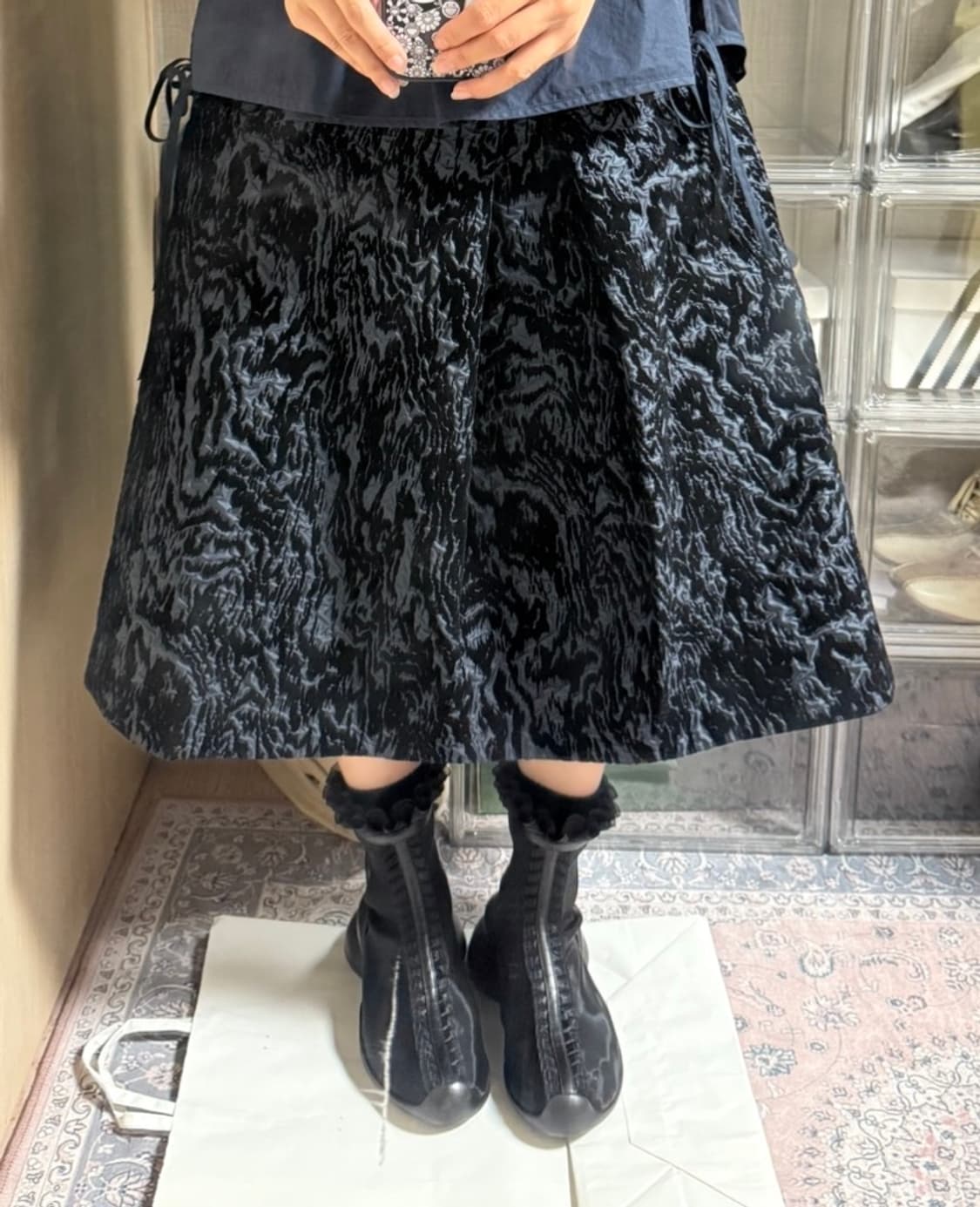 COLLINA STRADA BLACK MESH RUFL BOOTS 상품이미지10