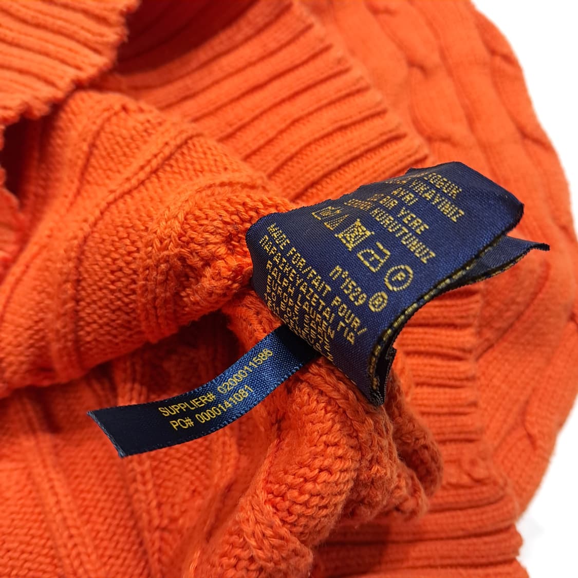 CL347 XL 폴로 00s 코튼 케이블 브이넥 오렌지 니트 스웨터 상품이미지6