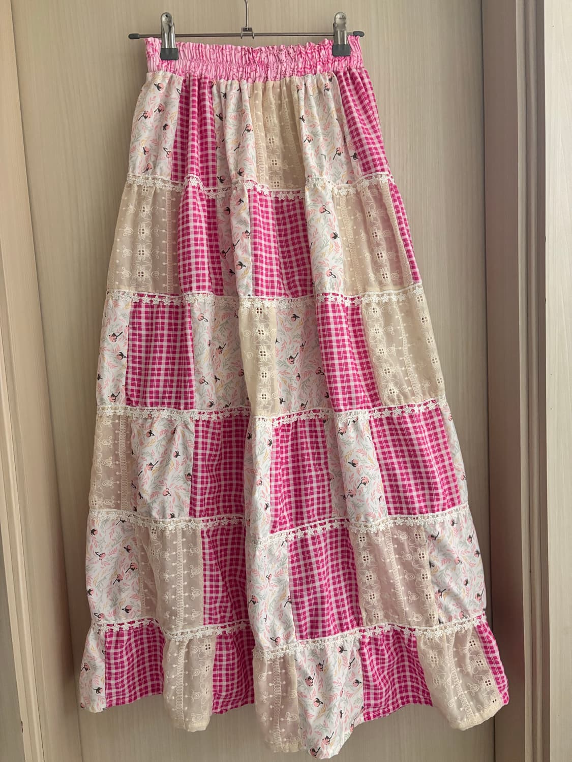 핑크색 레이스패치 스커트 상품이미지2