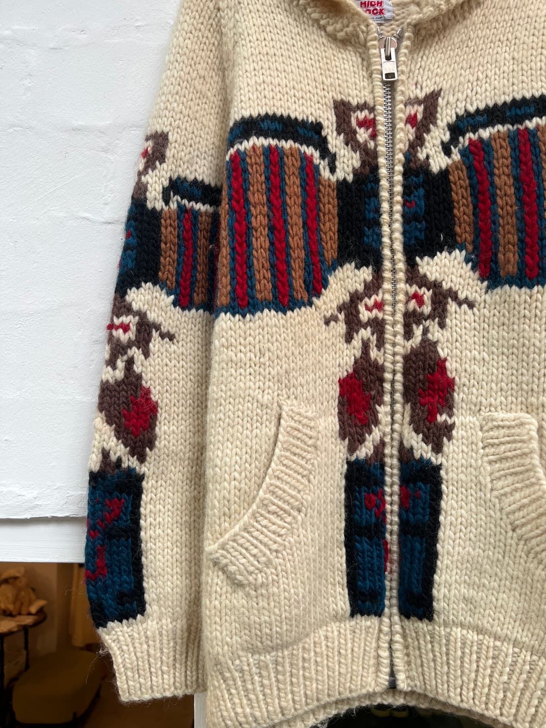 High Rock 숄 칼라 집업 울 니트 S 상품이미지3