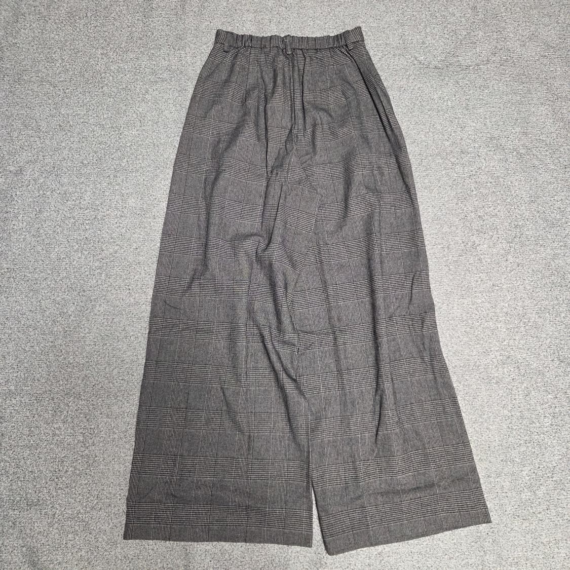 GU 글렌체크 밴딩 원턱 와이드 팬츠 24-26 상품이미지5