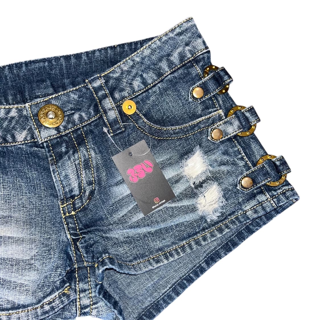 아일렛 탈부착 데님 숏팬츠 y2k갸루펑크 상품이미지2