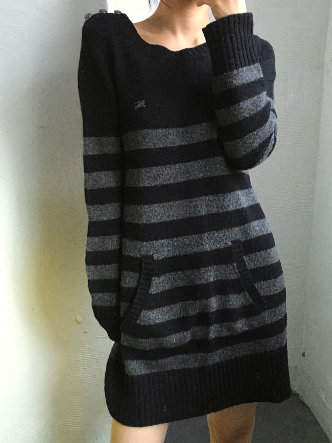 Burberry  버버리 블루라벨 블랙·차콜 스트라이프 니트 원피스 상품이미지1