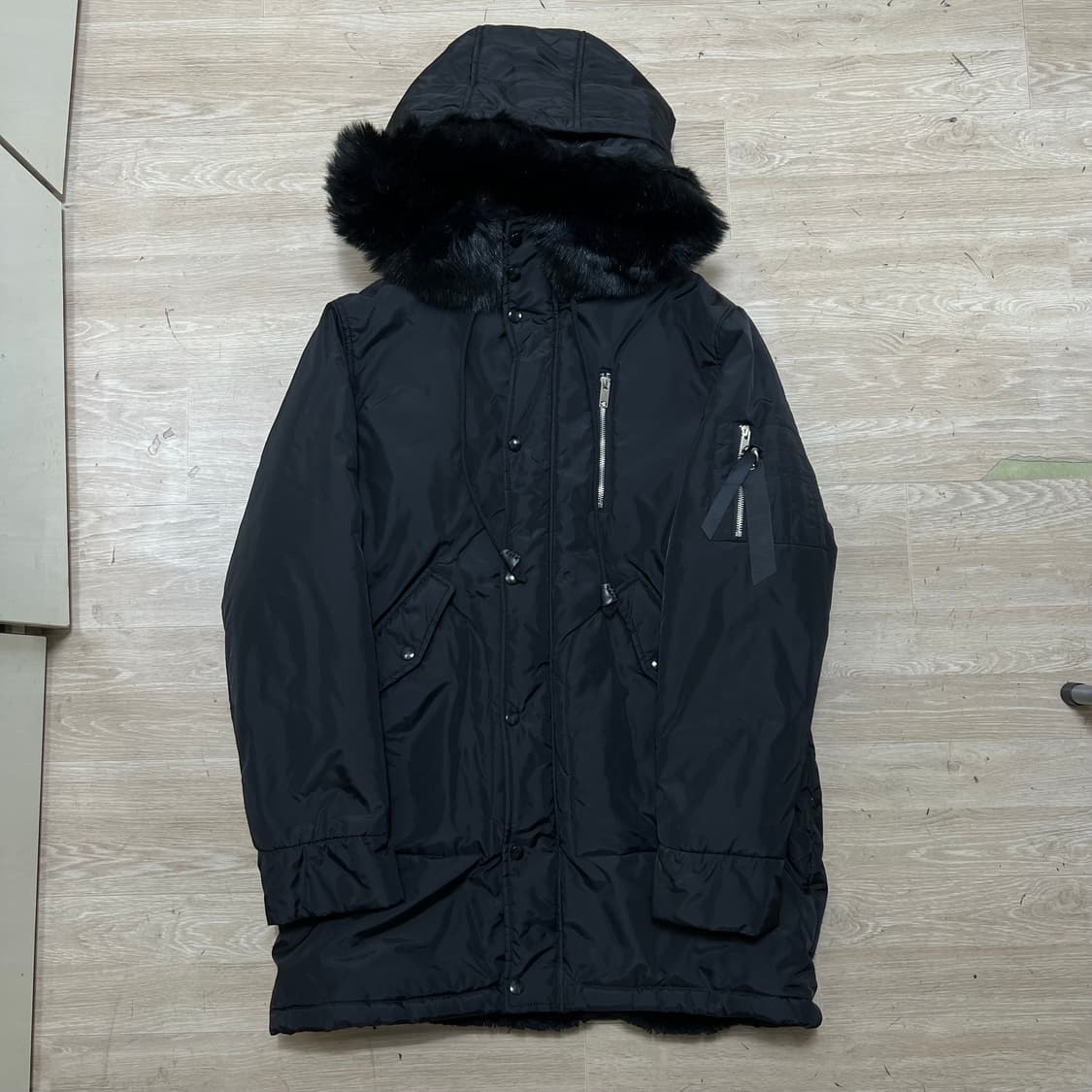 남성 퍼후드 야상 롱패딩 점퍼 [블랙] L/100 상품이미지1