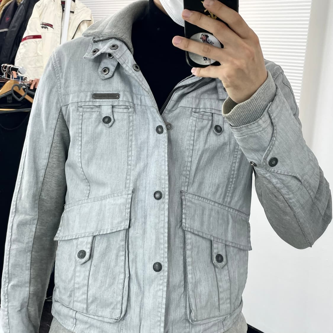 S(M) 아르마니 하이넥 투웨이 더티워싱 바이커 자켓 상품이미지3