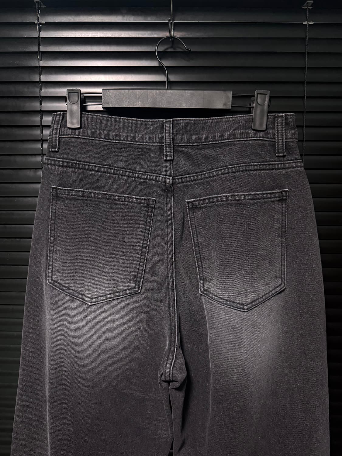 미드나잇무브 찢청 디스트로이드진 와이드 흑청 데님 M 27 블랙 워싱 상품이미지3