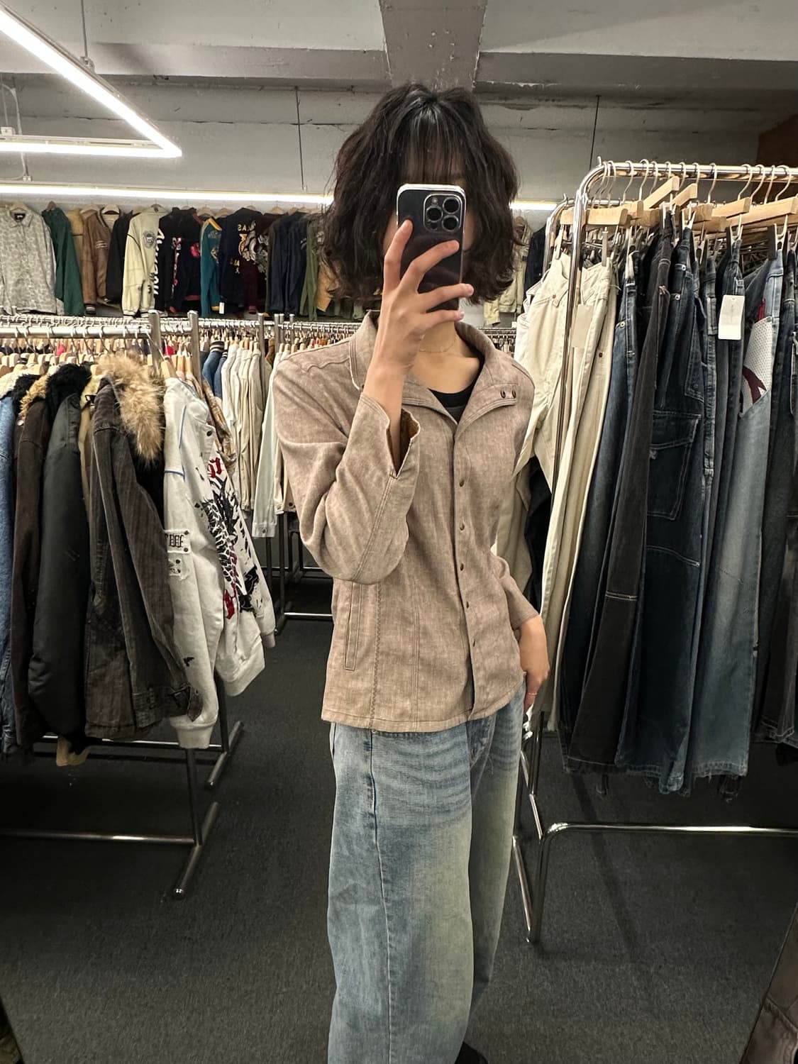 OS)frohlich 빈티지 여성 베이지 셔츠 자켓 상품이미지1