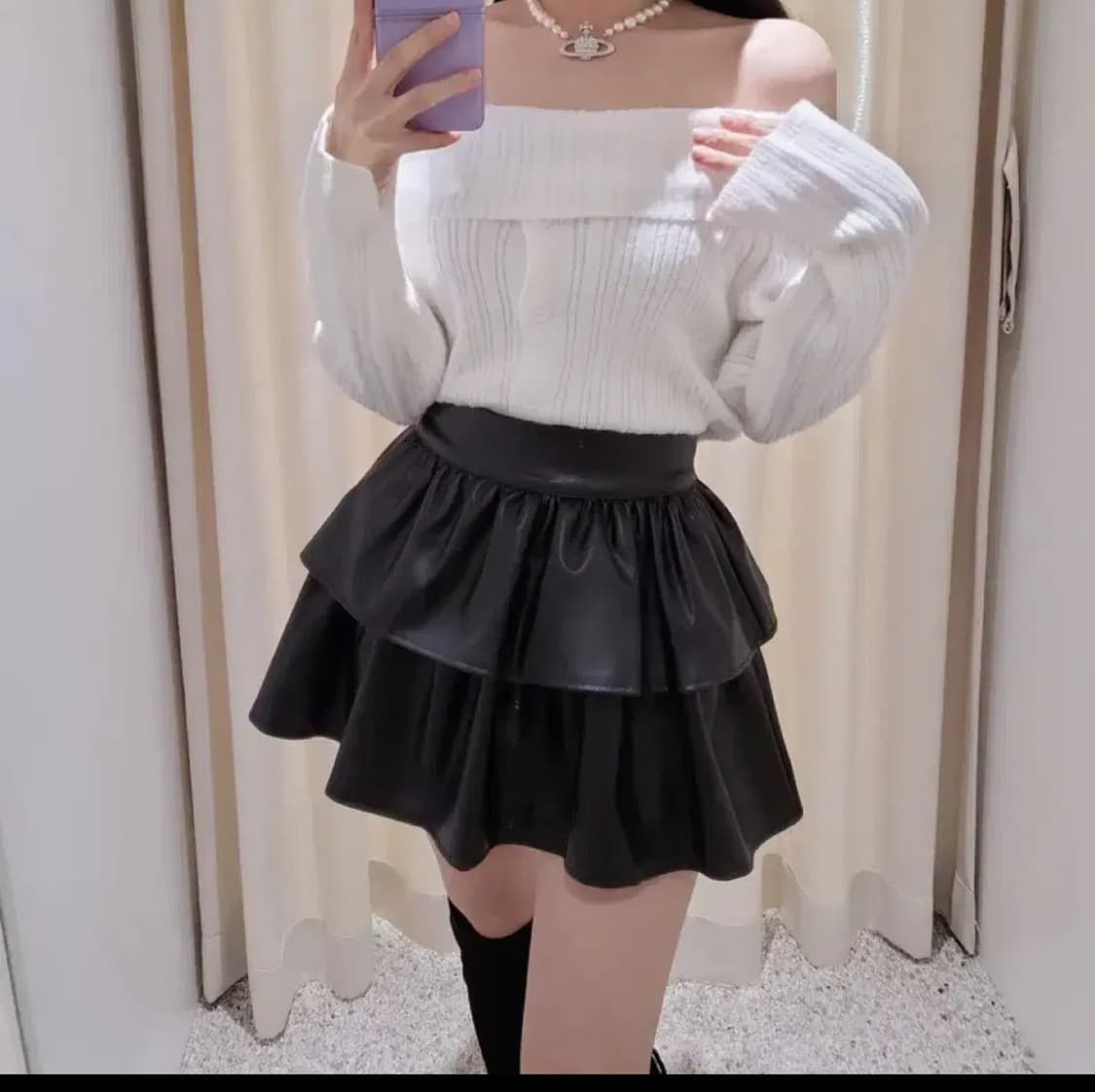 갸루st 레더 캉캉 스커트 상품이미지1