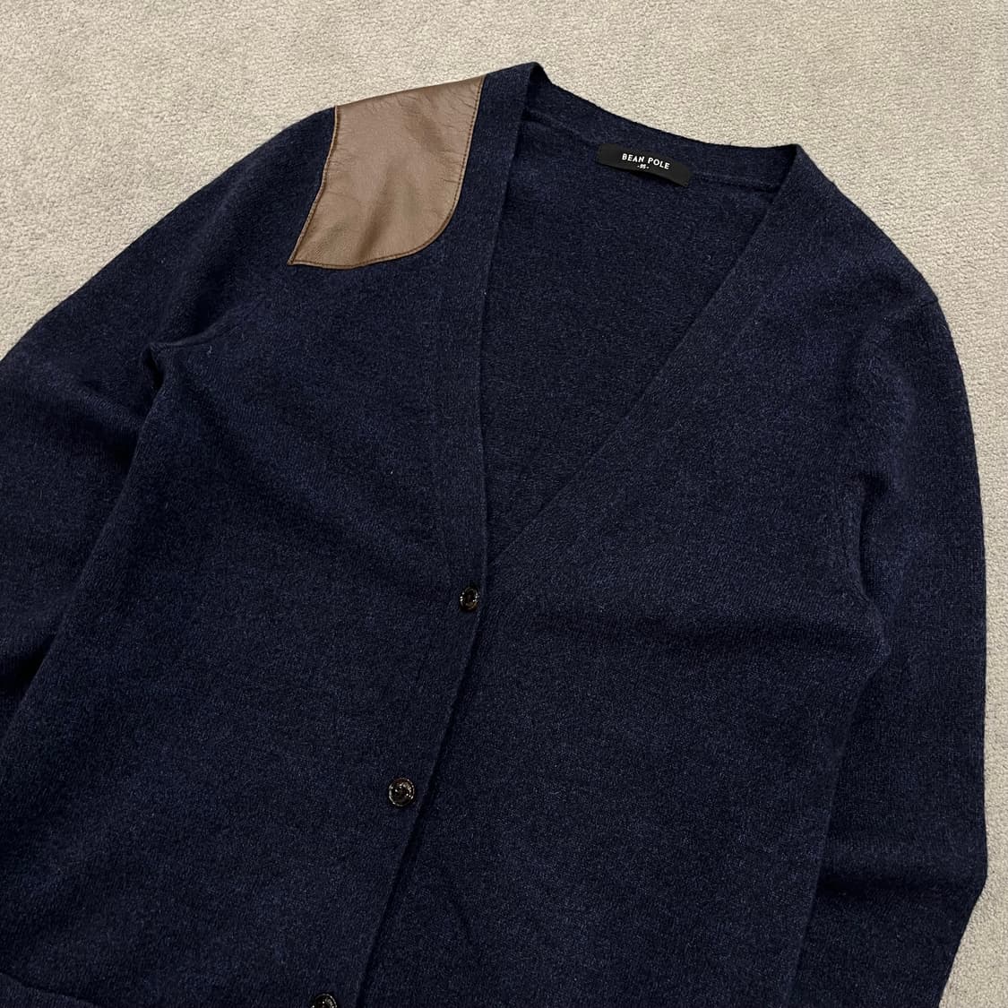 95 빈폴 캐시미어 가죽패치 롱 가디건 상품이미지2