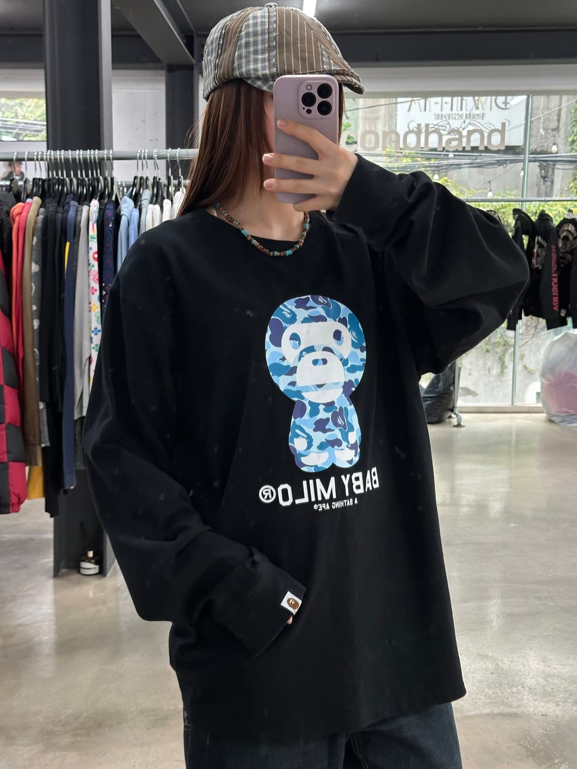 베이프 청계 마일로 블루카모 롱슬리브긴팔티 상품이미지3