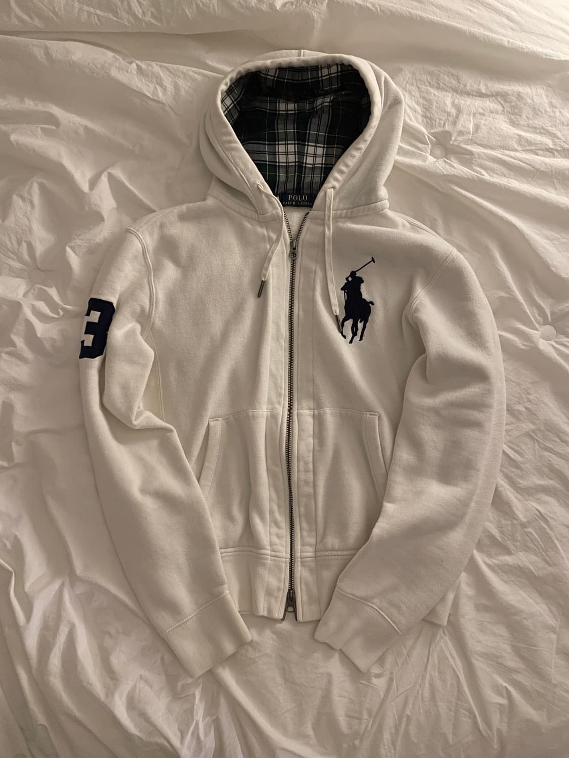 폴로 랄프로렌 빅포니 체크 투웨이 후드집업 화이트 #3 상품이미지1