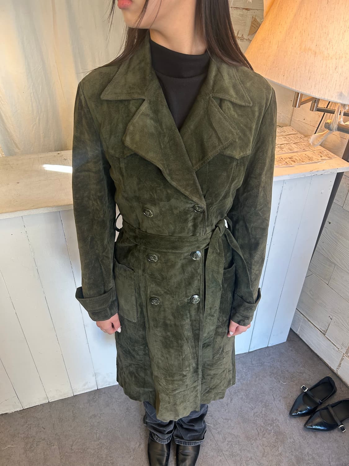 green suede coat 상품이미지1