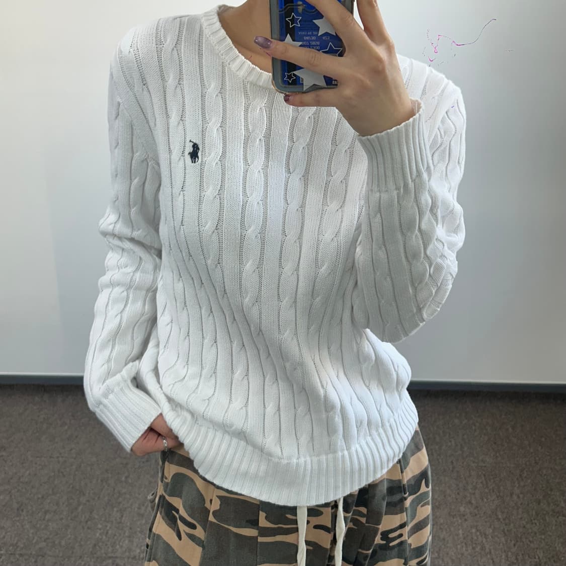 Polo 폴로 네이비포니 화이트 케이블니트 상품이미지1