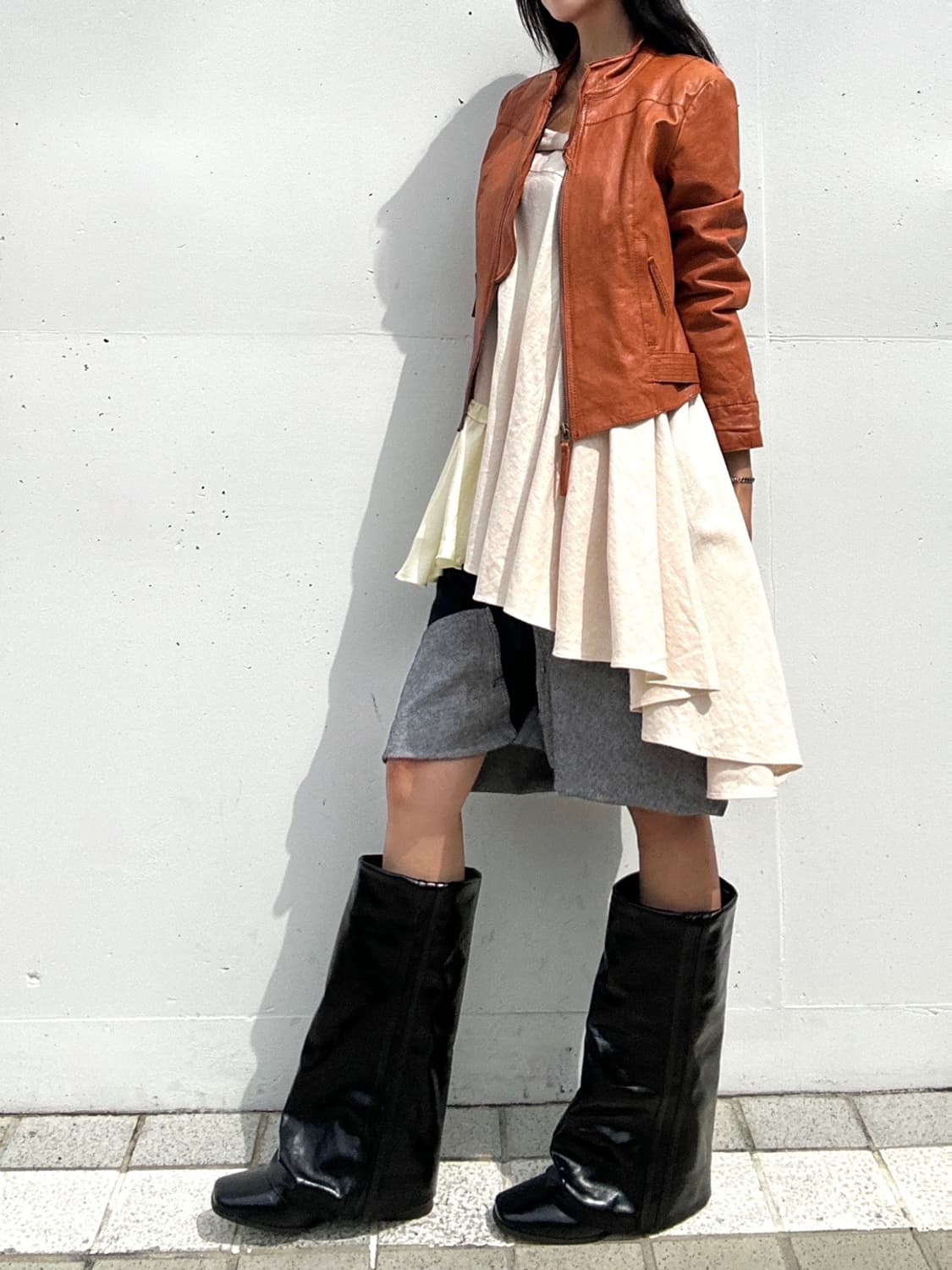 CROCODILE LADIES leather jacket / orange 상품이미지6