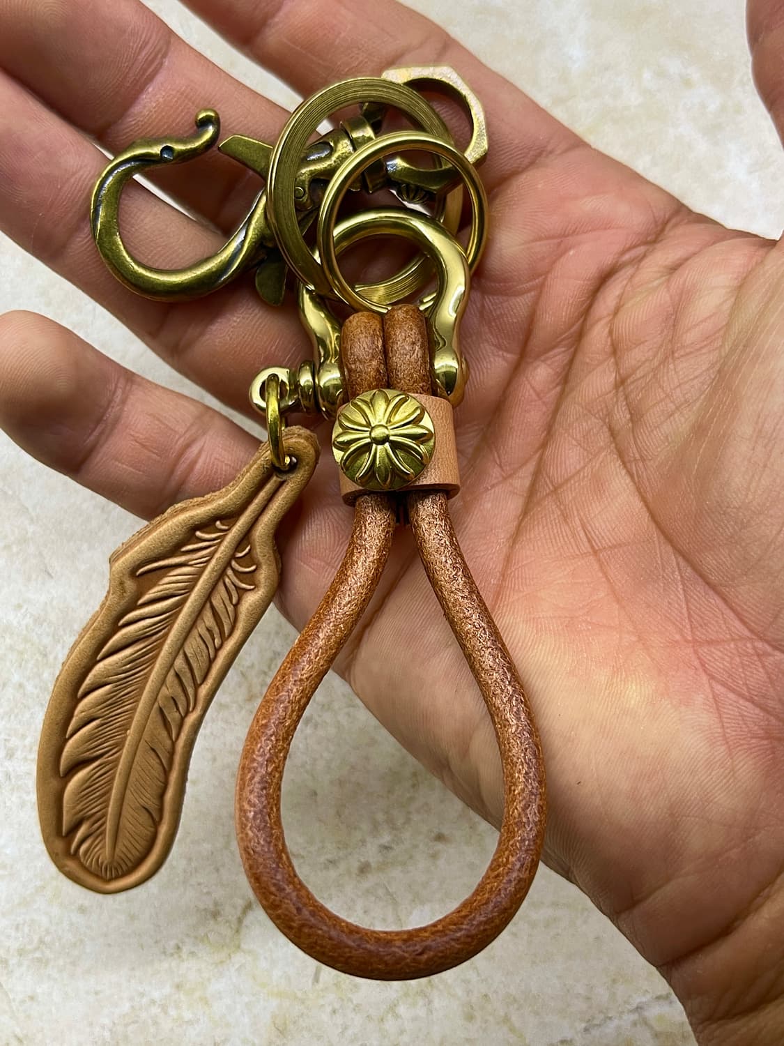 빈티지 브라스 훅 가죽 루프 키링세트 / 아메카지 워크웨어  상품이미지1