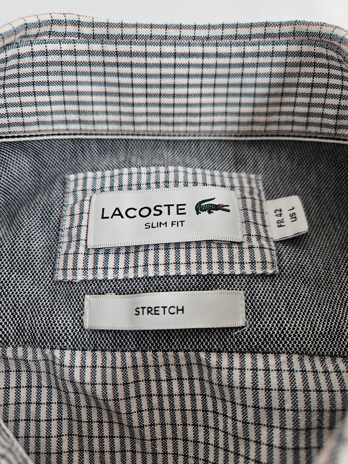 라코스테 스트레치 체크 셔츠 US L 105 상품이미지3