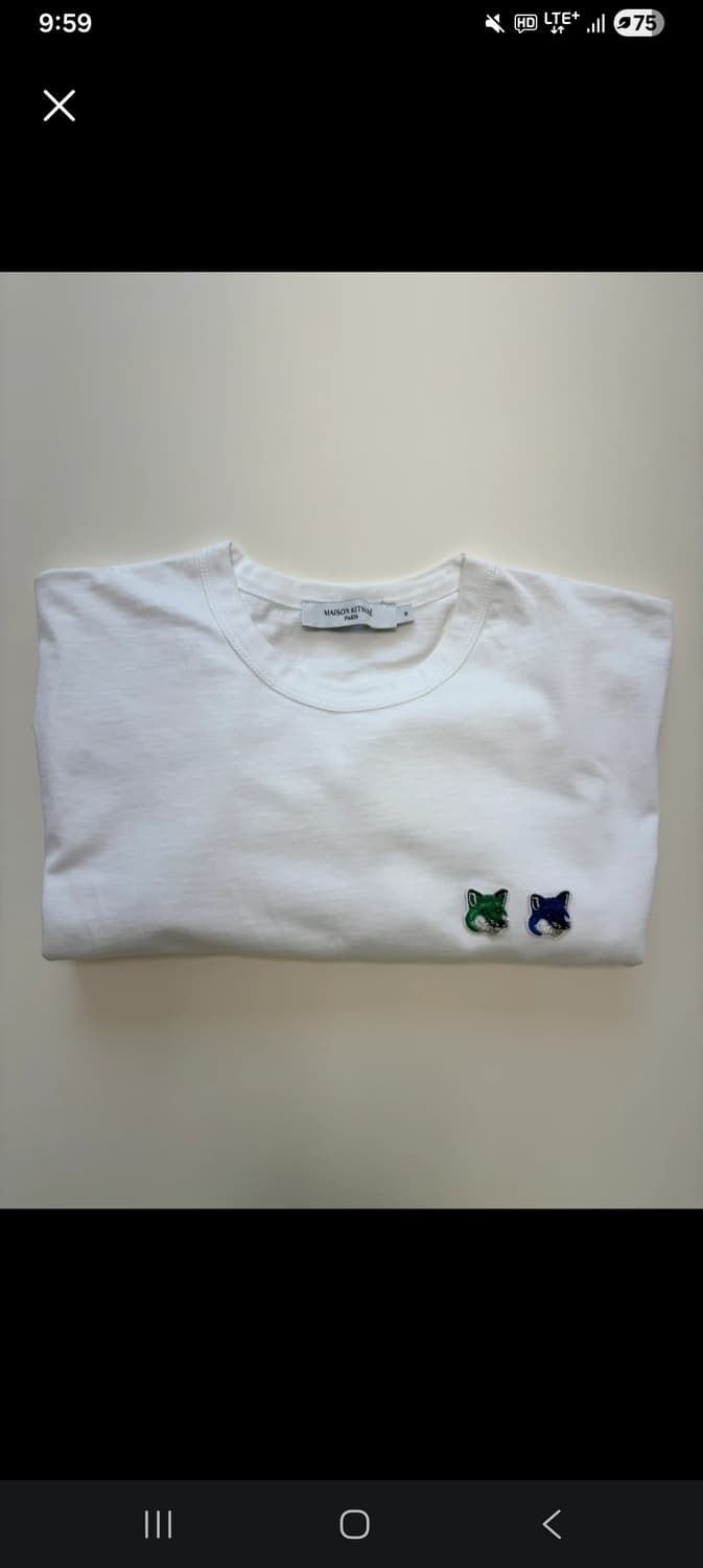 메종키츠네 더블 폭스 헤드 패치 반팔 티셔츠 화이트 M 상품이미지1