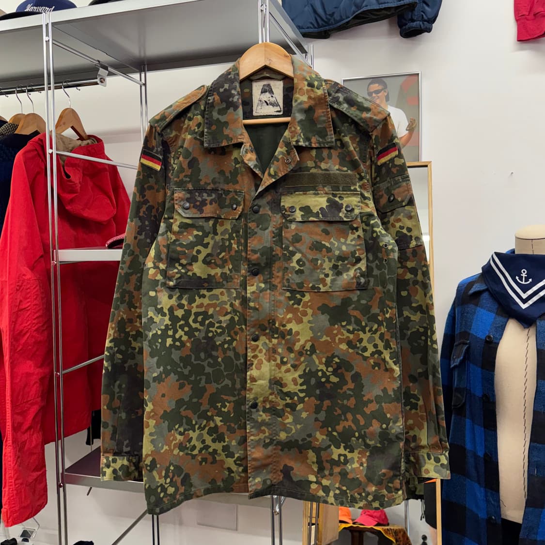 90s 빈티지 독일군 플랙탄 카모 셔츠 자켓 (L)   상품이미지2