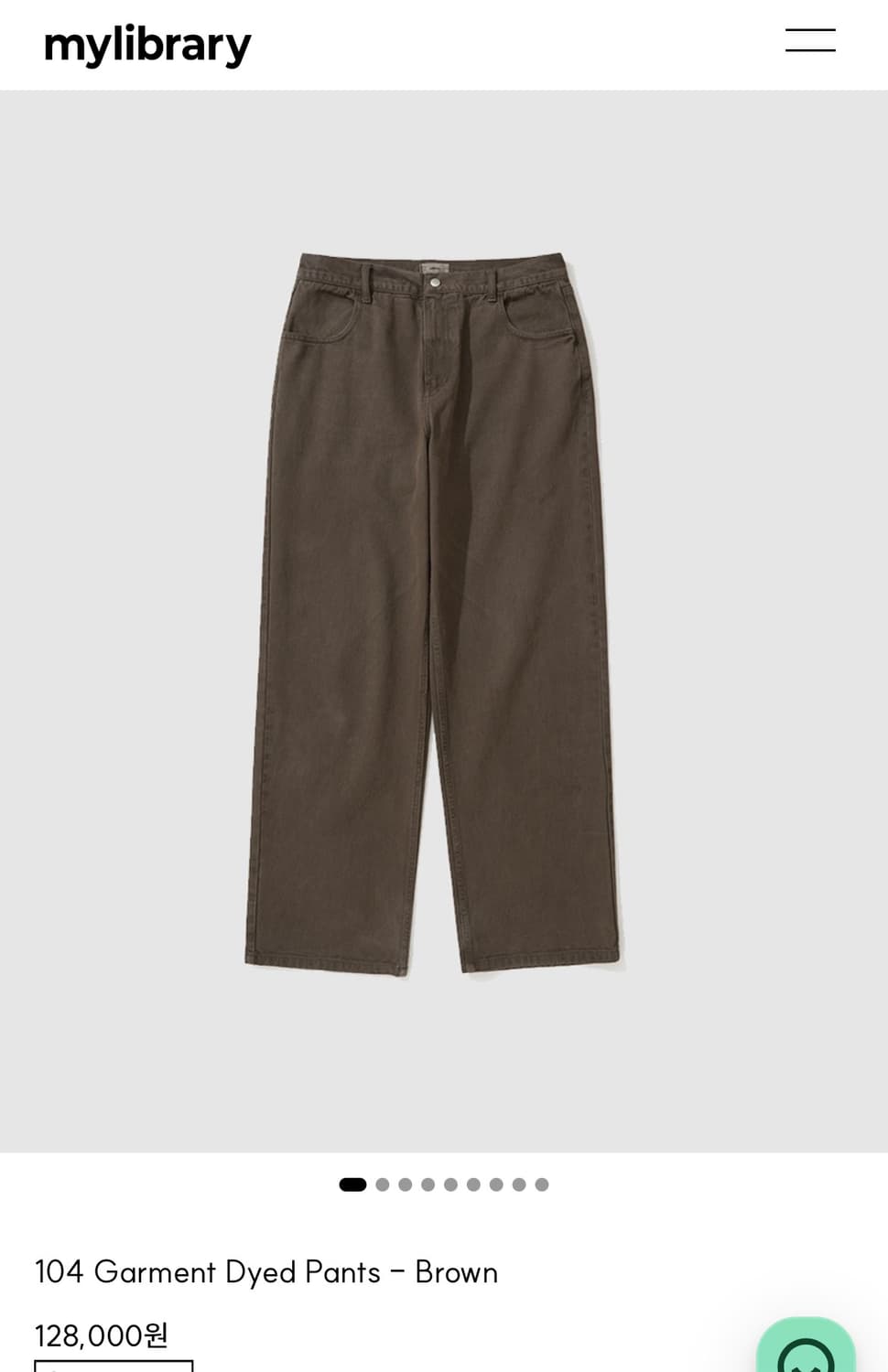 마이라이브러리 104 garment dyed pants brown (M) 상품이미지1