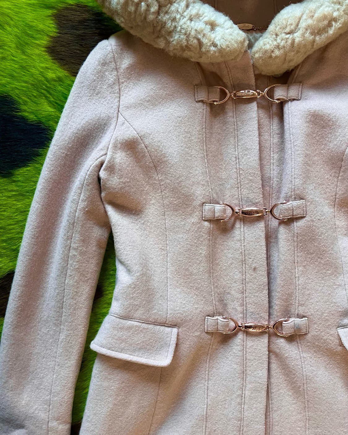 Rady レディ Pink Fur Hood Buckle Wool coat 상품이미지7