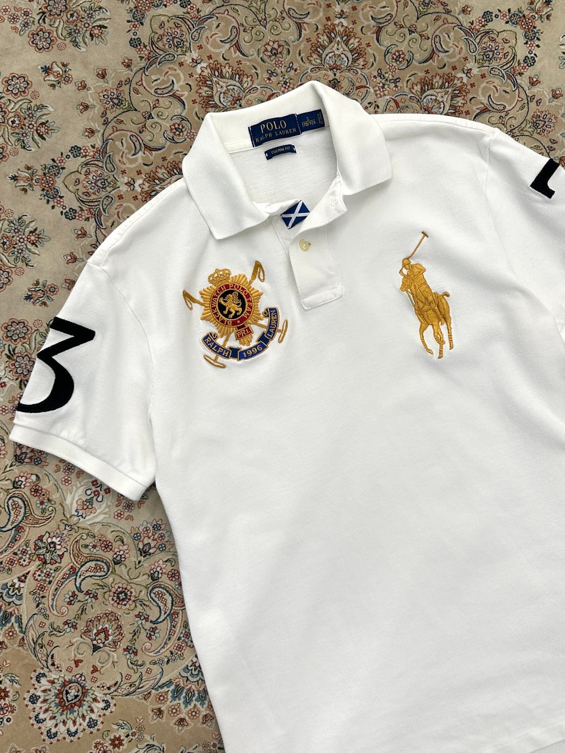 폴로 랄프로렌 블랙와치 화이트/골드 빅포니 카라티  상품이미지3