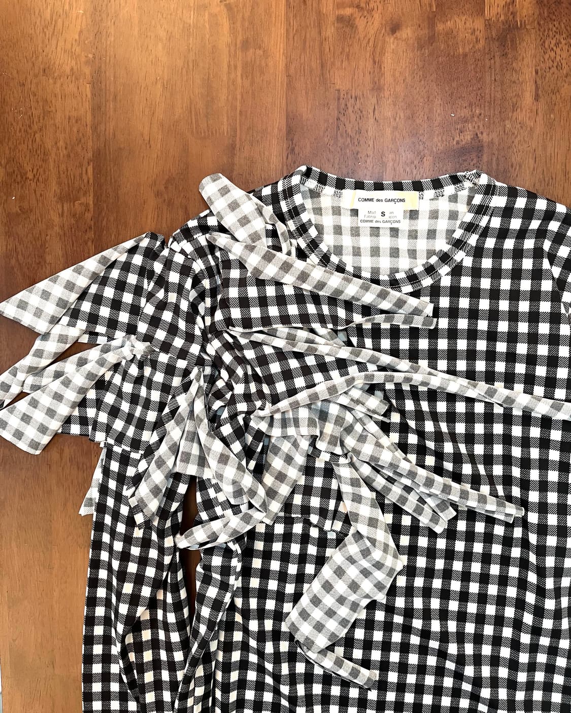 꼼데가르송 체크 드레이프 탑 슬리브 상품이미지4