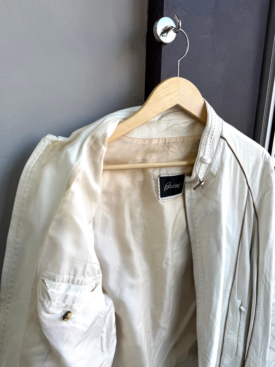 50/ 브리오니 화이트 리얼레더 자켓 상품이미지7