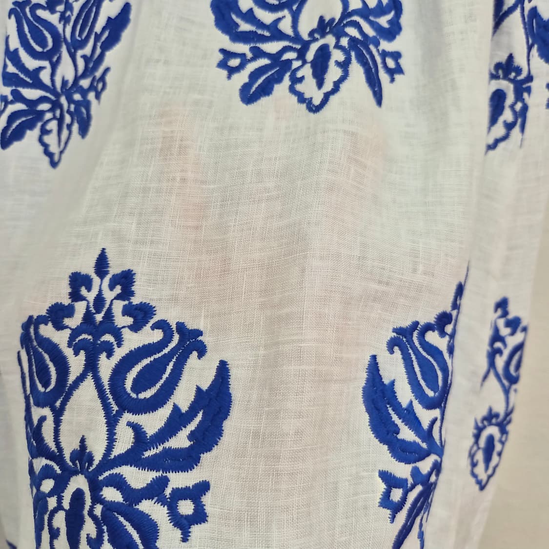 ZARA 블루 자수 린넨 스커트 상품이미지4