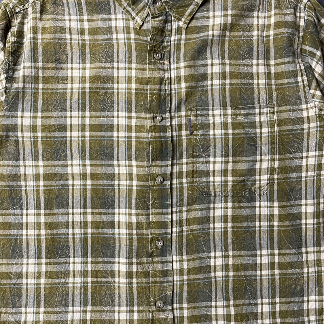 WOOLRICH 울리치 빈티지 올리브 체크 코튼 반팔 셔츠 A00779 상품이미지3