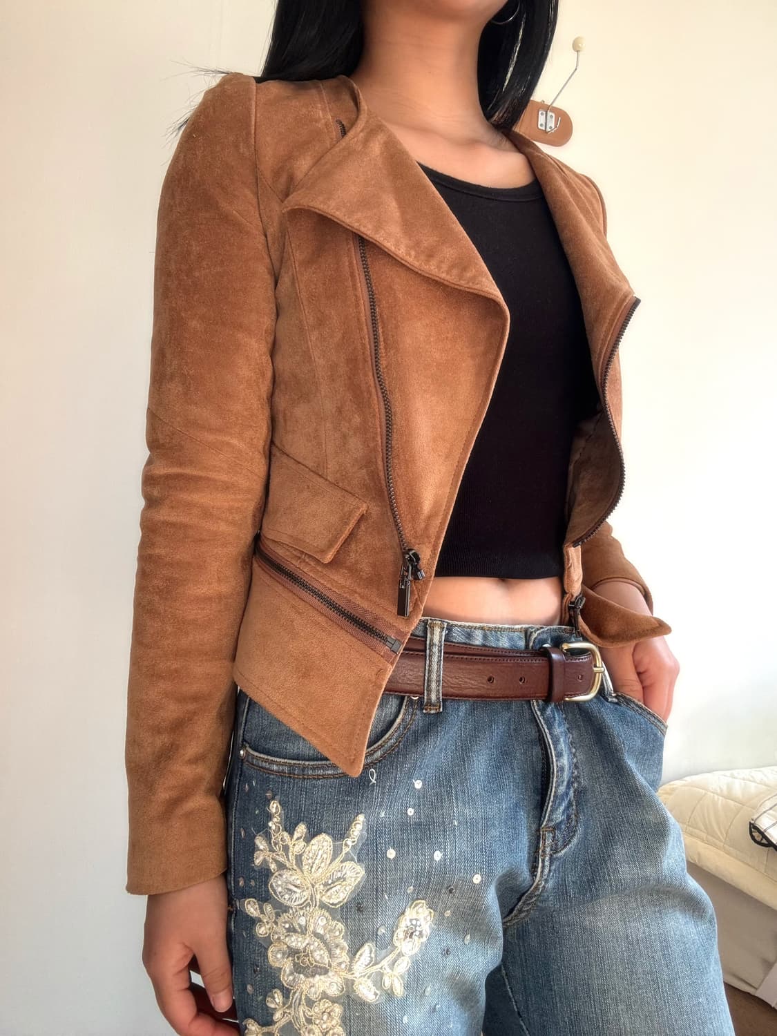 스웨이드 크롭 자켓 상품이미지1