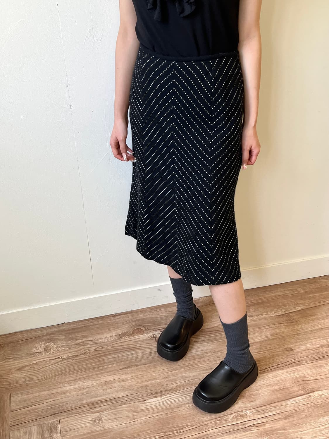 LEMIORE 스티치 캐시미어 스커트 상품이미지4