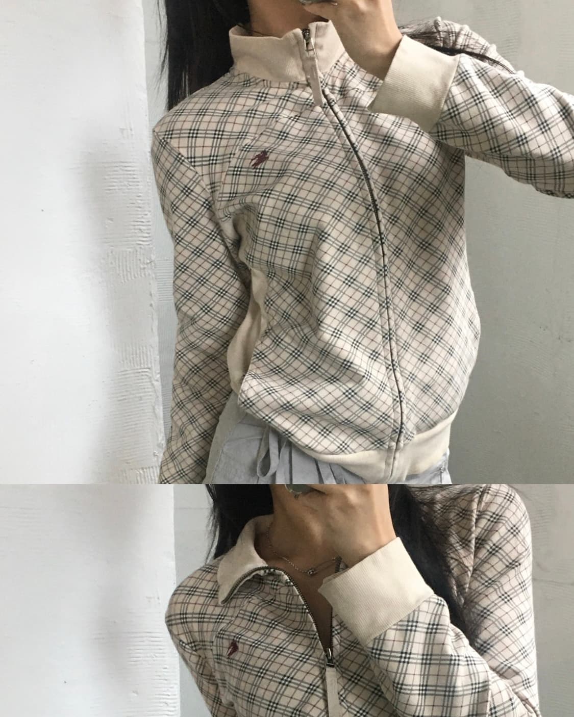 Burberry 버버리 블루라벨 기마로고 노바체크 코튼 집업 상품이미지8