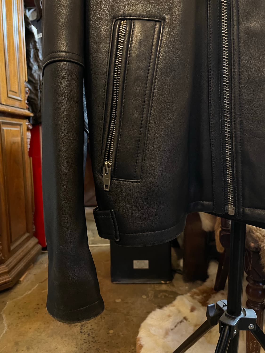 Fahrenheit 양가죽 바이커 자켓 블랙 상품이미지3