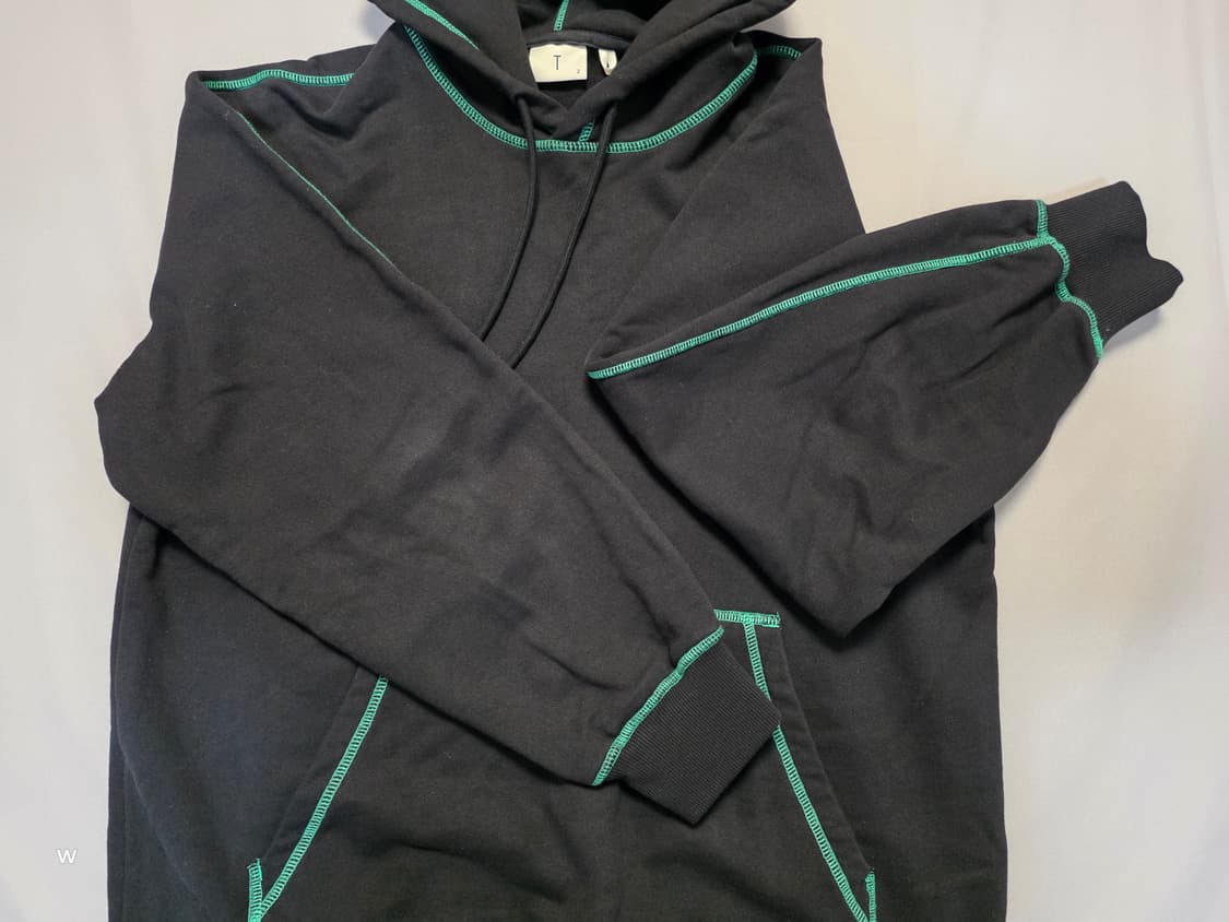 Tate 블랙 후드티 그린 스티치 상품이미지4