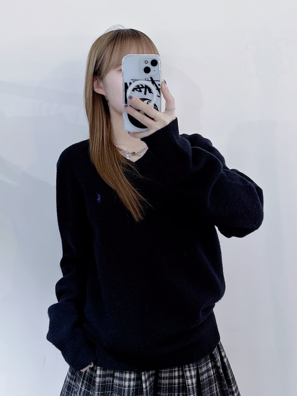 폴로랄프로렌 램스울 블랙 브이넥 니트 상품이미지1