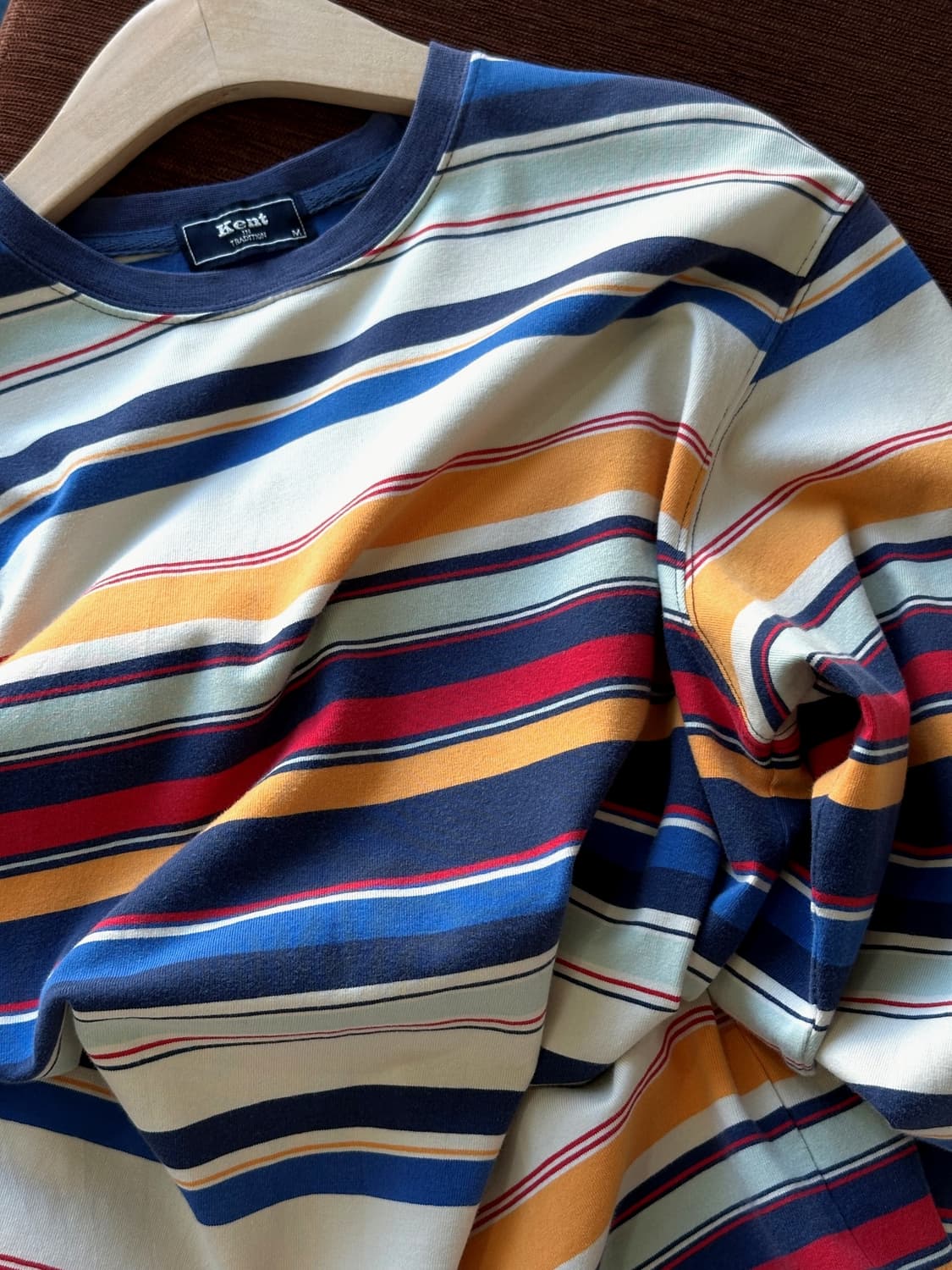 Stretched fabric multi stripe L/S top 상품이미지2