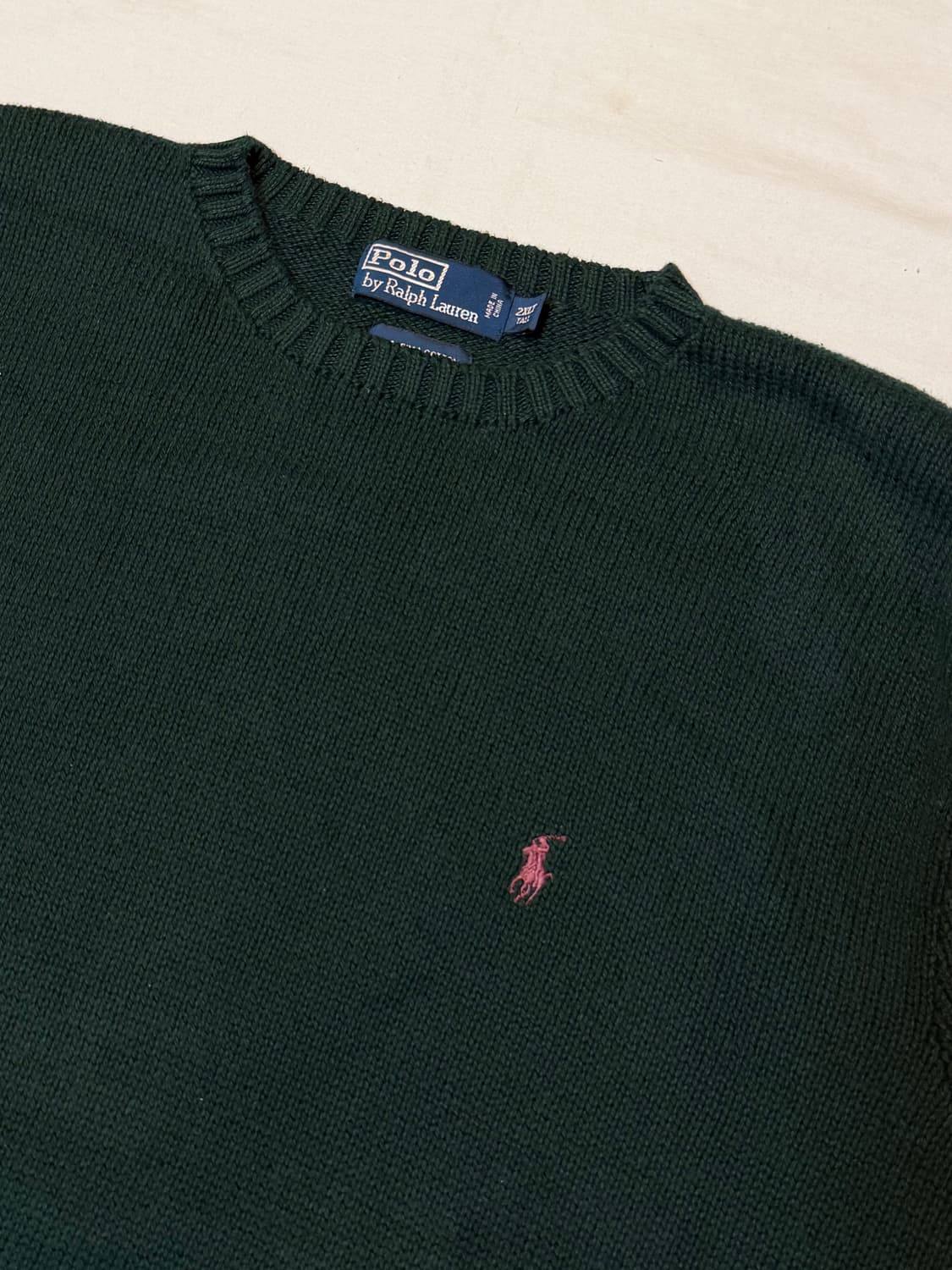 빅사이즈) 폴로 랄프로렌 코튼 라운드넥 니트 딥그린 상품이미지2