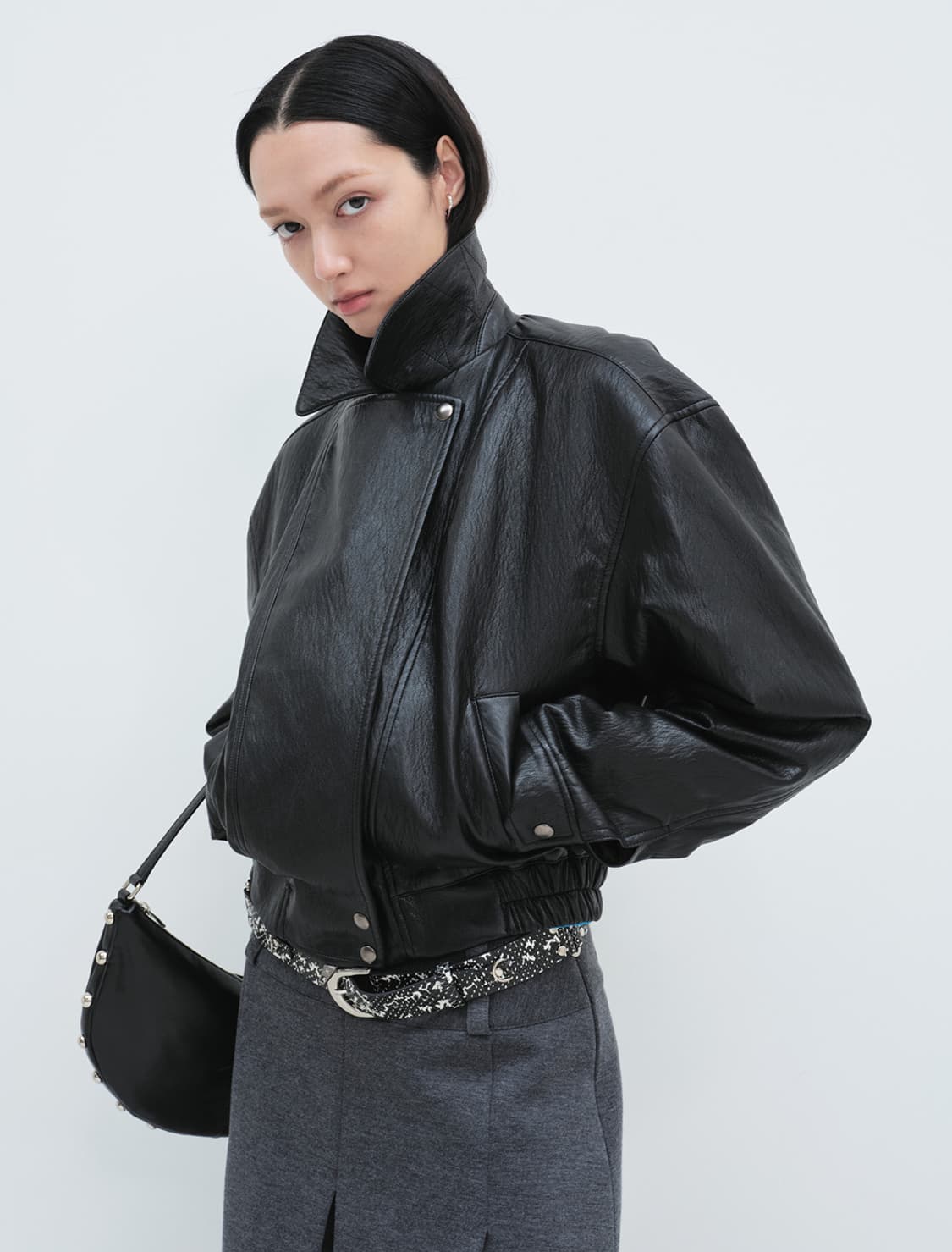 [새상품] 윤세 Faux Leather Jacket (Black) 상품이미지5