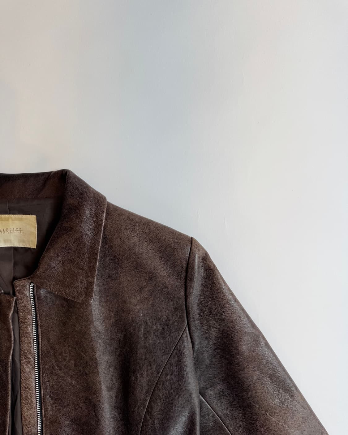 Vintage Brown Leather Jacket 상품이미지3