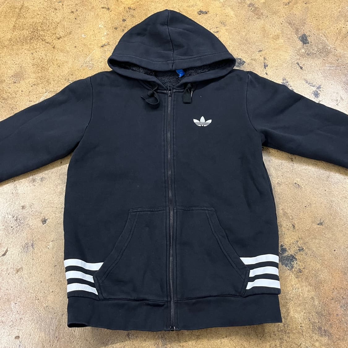 아디다스 블랙 울프 털 백로고 후드집업 95 상품이미지3