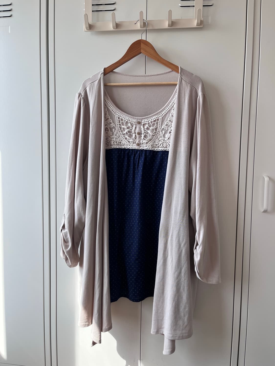 Vintage 도트 레이스 바선생 레이어드 원피스 상품이미지3