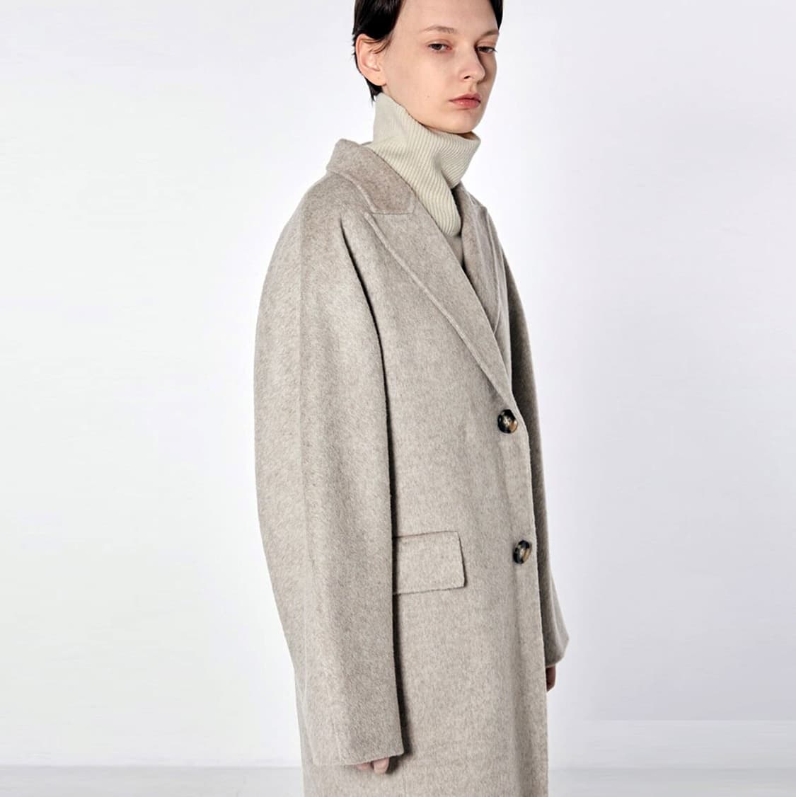 모한(MOHAN) 토프 카멜헤어 블렌드 피크드카라 코트 55-66 상품이미지3