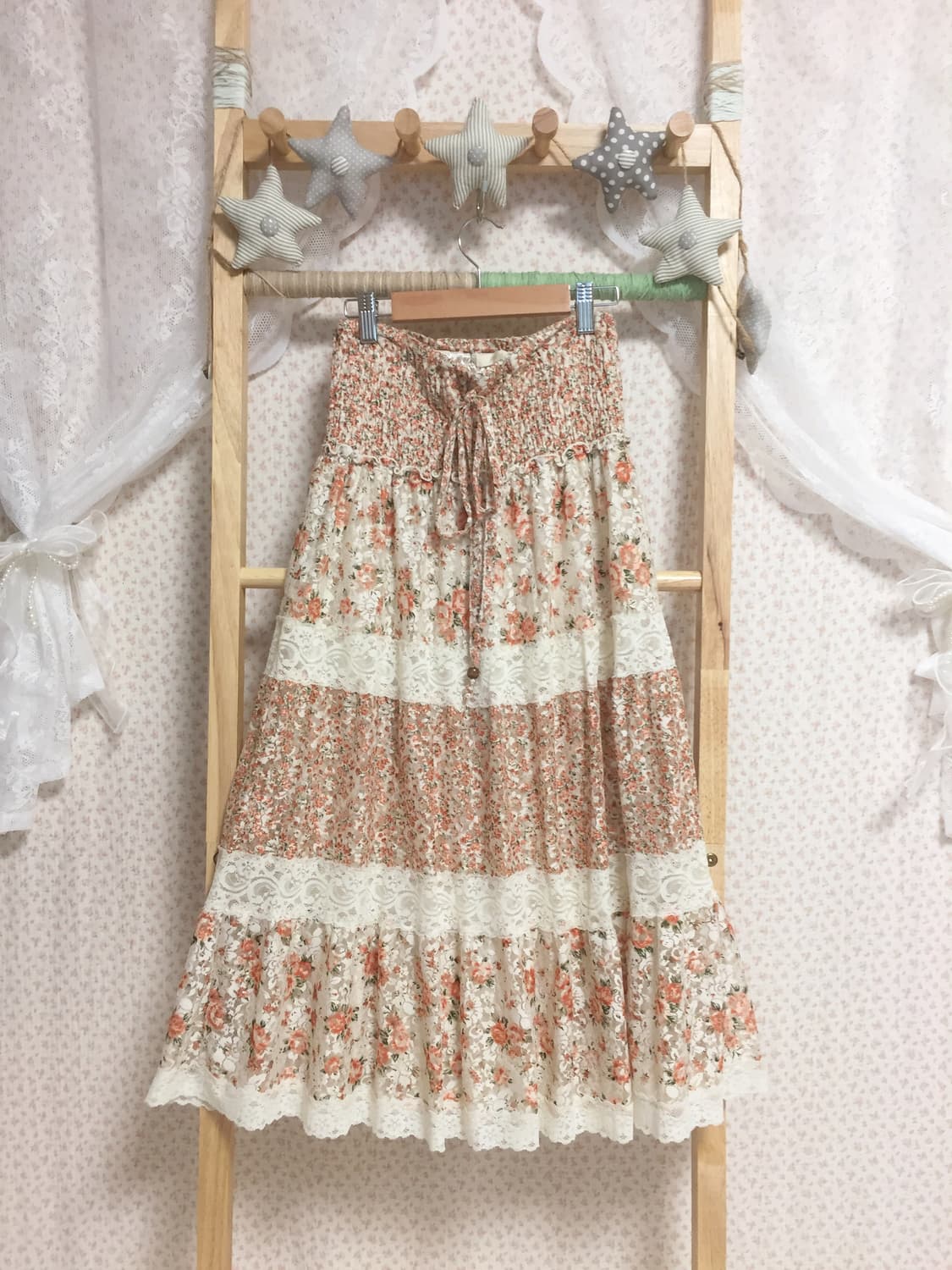 빈티지 모리걸 오렌지 플라워 대장 패치스커트 상품이미지1