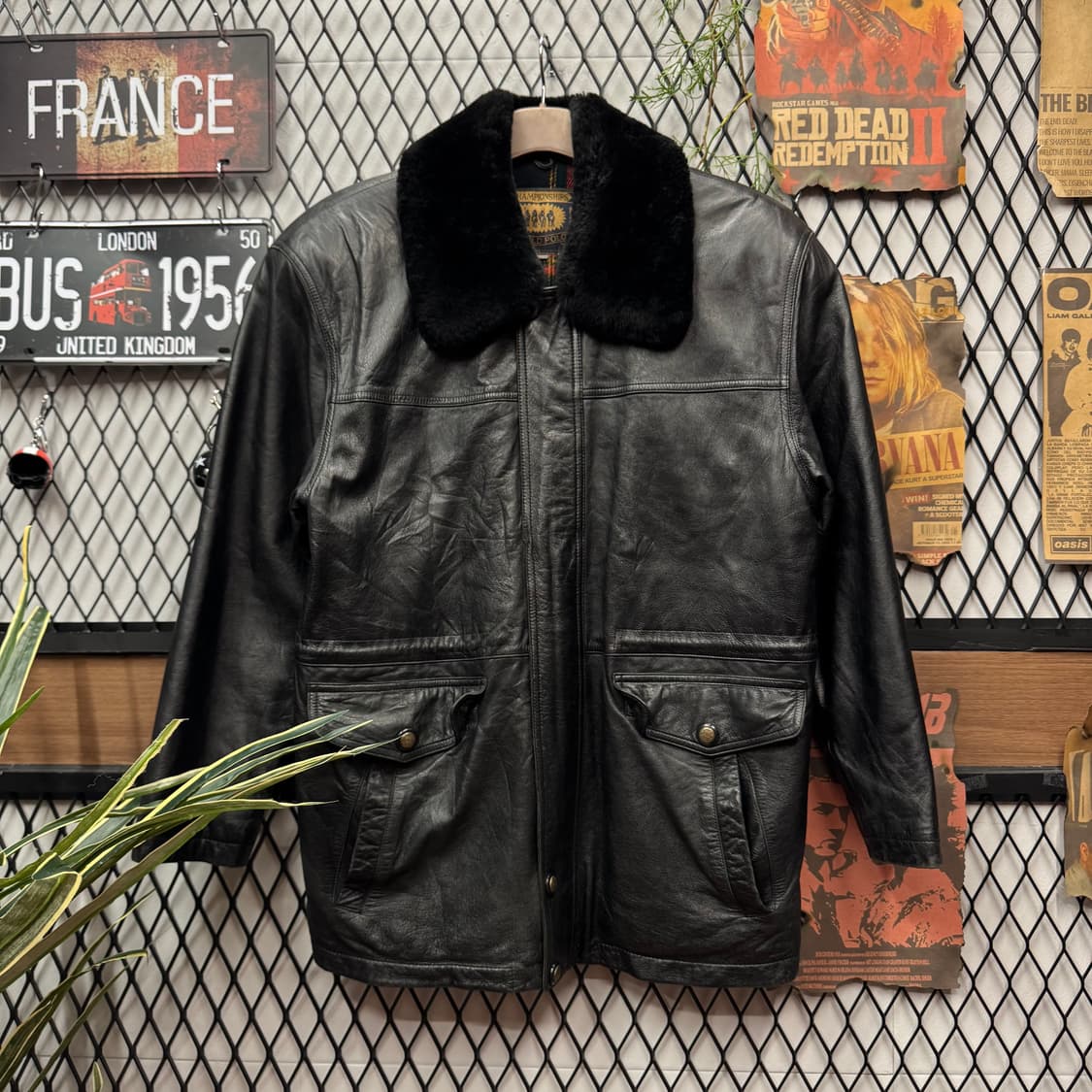 WORLD POLO 빈티지 리얼 레더 퍼카라 자켓 투포켓 포인트 블랙 상품이미지1