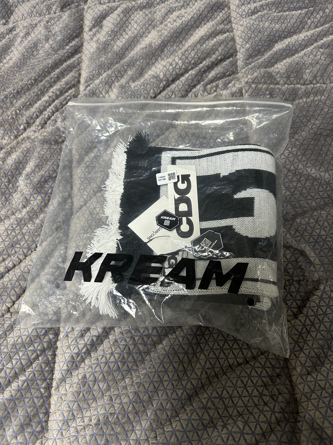 CDG 로고 체크 머플러 화이트 블랙 상품이미지3