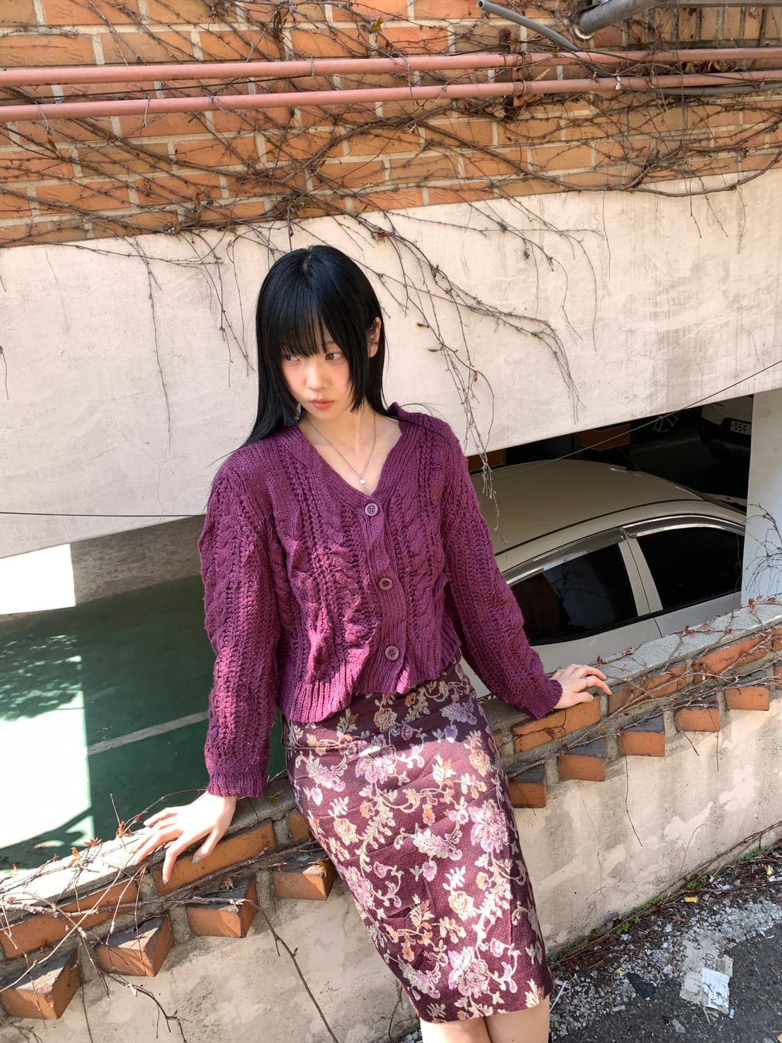 Flower long skirt(violet) 상품이미지4