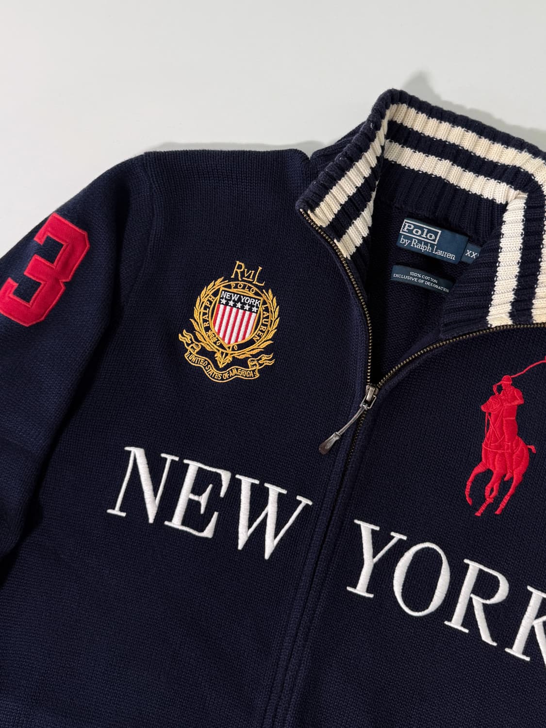 폴로 랄프로렌  치프키프 딥네이비 해비 코튼 투웨이 빅포니 니트 집업 상품이미지3