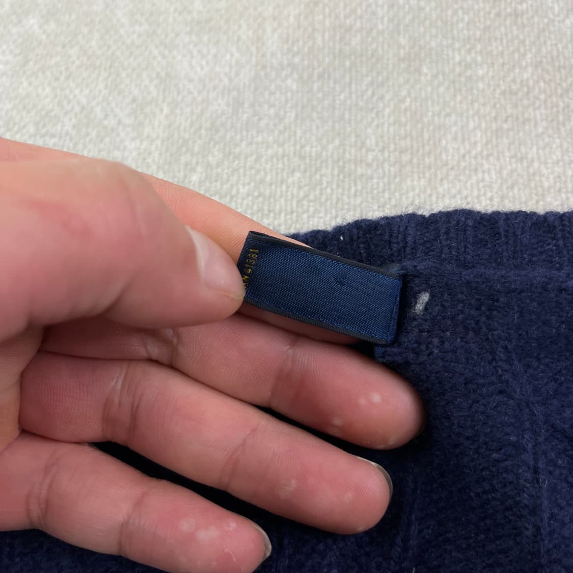 W 95 폴로랄프로렌 캐시미어 꽈배기 브이넥 네이비 니트 상품이미지3