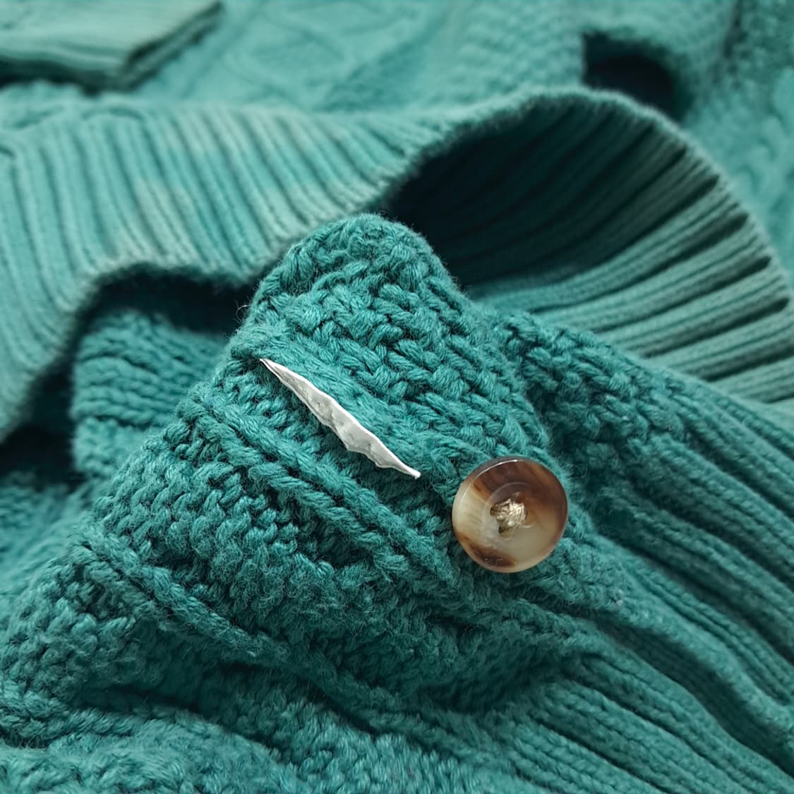 CL356 L 엘엘빈 00s 틸그린 케이블 피셔맨 니트 스웨터 상품이미지4