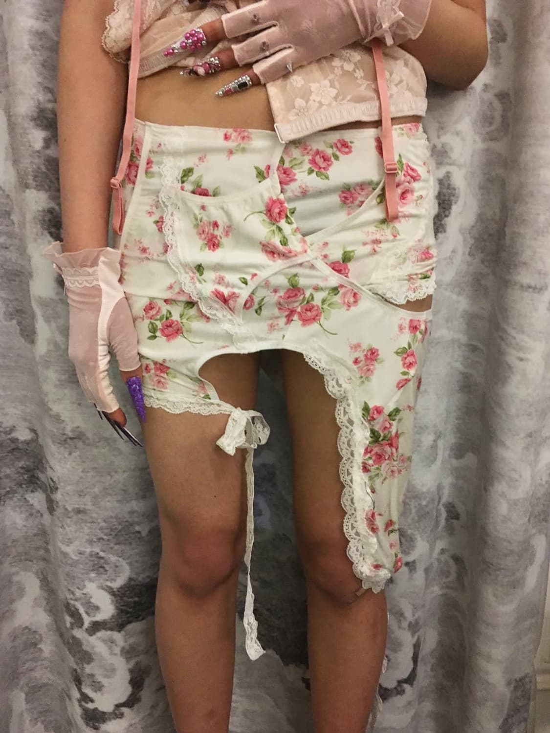 Rose white race skirt 상품이미지1